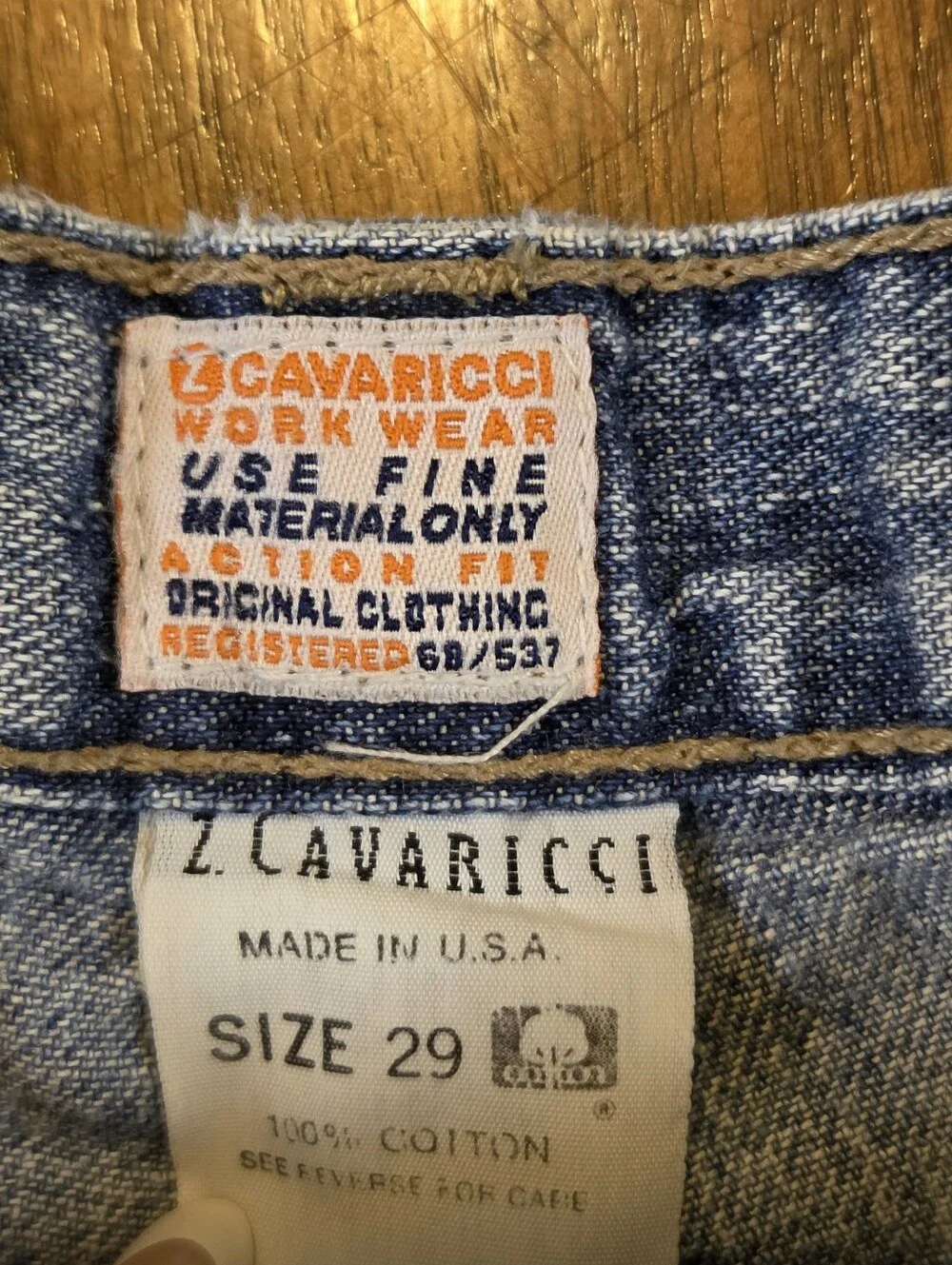 90s Z Cavaricci Denim Shorts Workwear Inspired Chunky Button Flap Pocket Size 29